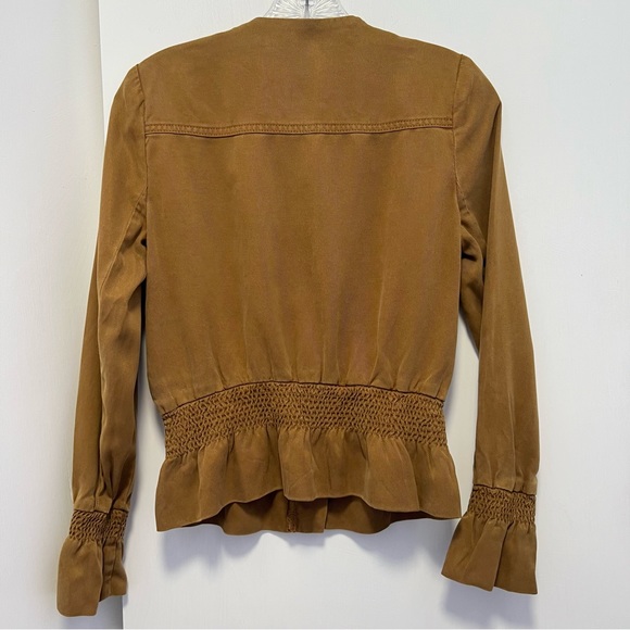 WHBM Smocked peplum soft feminine jacket in bronze brown - XXS - Picture 6 of 7